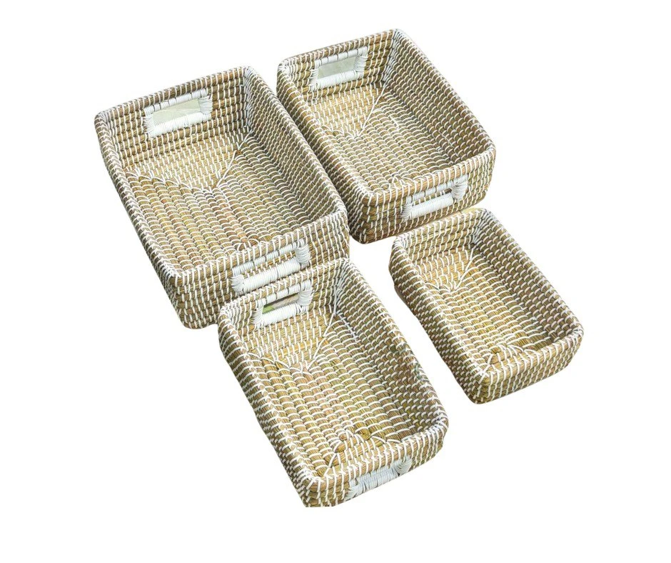 Rectangular Storage Baskets with Handles Set (4 pieces)